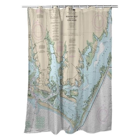 BETSY DRAKE Betsy Drake SH11545 Beaufort Inlet & Part of Core Sound; NC Nautical Map Shower Curtain - 70 x 72 in. SH11545